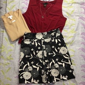 Ann Taylor LOFT Floral Pleated Skirt with Pockets! 6P Petite